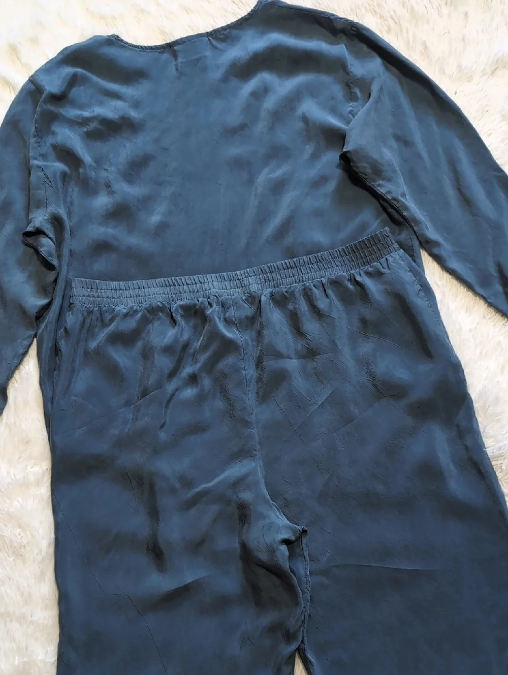 90s Vintage Silky 2 Piece Lightweight Flowy Lounge Set Made In USA Size Large